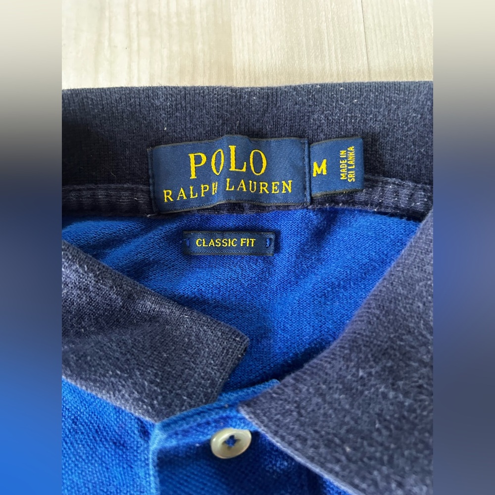 Polo Ralph Lauren Men's Slim Fit Crown Crest 3 Big Pony Medium Blue Shirt Stripe - Picture 4 of 6
